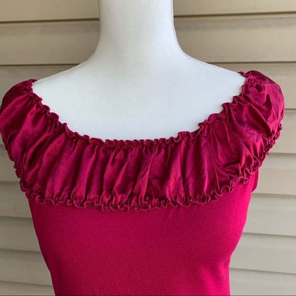 •Ann Taylor• Ruched Sleeveless Top Burgundy-Size S - Picture 3 of 6